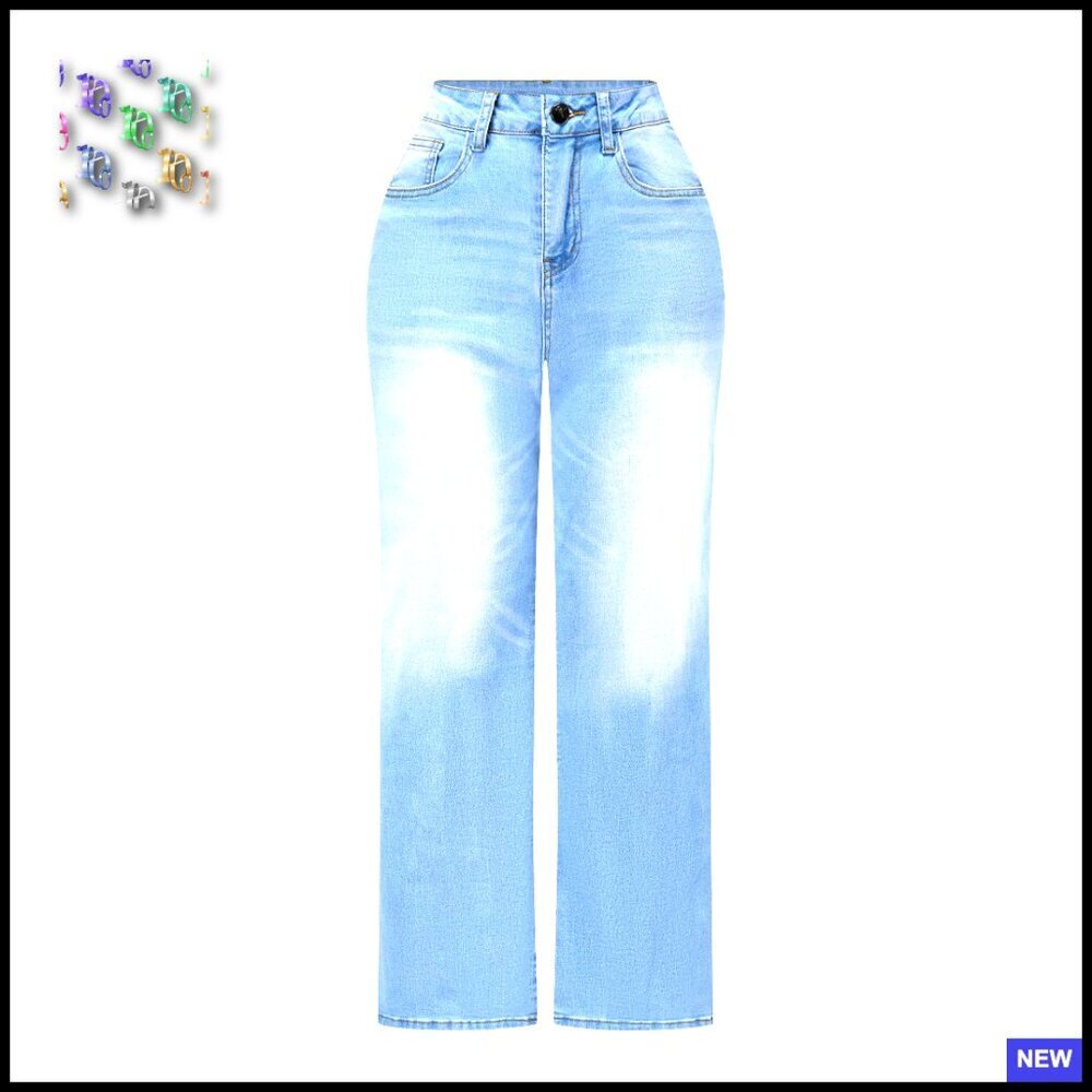 High Waisted Wide Leg Jeans Stretchy Distressed Denim Pants Y2K Chic